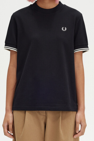 Fred Perry Ladies T Shirt Twin Tipped Pique Black