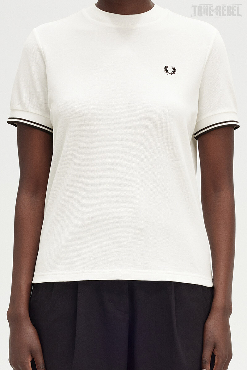 Fred Perry Ladies T-Shirt Twin Tipped Pique Snow White