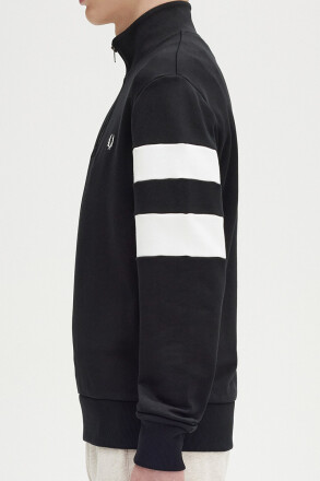 Fred Perry Half Zip Sweat Tipped Sleeve Black