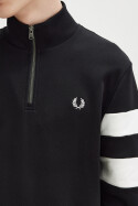 Fred Perry Half Zip Sweat Tipped Sleeve Black