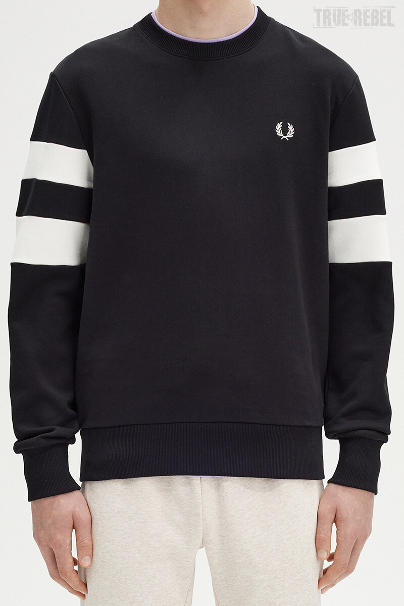 Fred Perry Sweater Tipped Sleeve Black