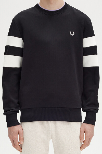 Fred Perry Tipped Sleeve Sweater Black White