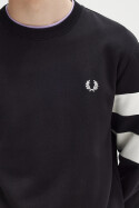 Fred Perry Tipped Sleeve Sweater Black White