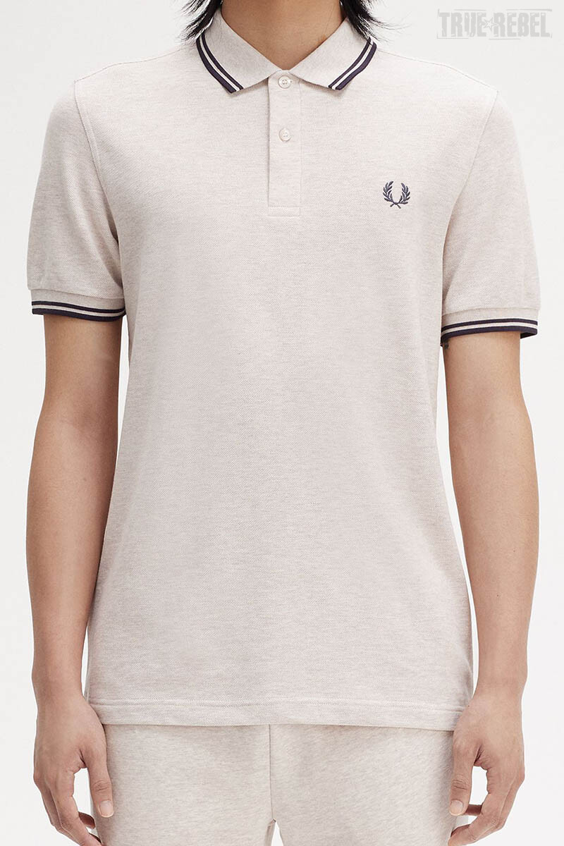 Fred Perry Polo Shirt Twin Tipped Porridge Marl