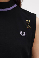 Fred Perry Metallic Tipped Mock Neck Dress Black