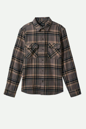 Brixton Bowery Flannel Shirt Charcoal Black Cinder