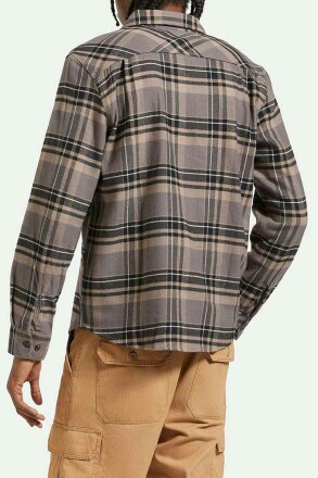 Brixton Flannel Shirt Bowery Charcoal Black Cinder