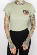 True Rebel Ladies Shirt FCK NZS Pocket Print Pistachio