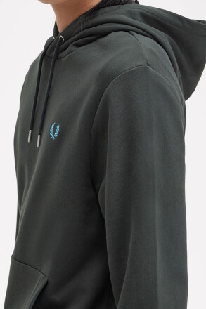 Fred Perry Tipped Hoodie Night Green Silver Blue