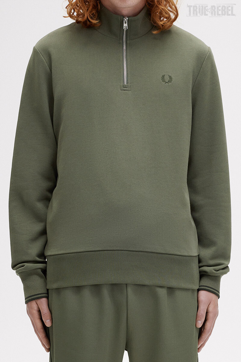 Fred Perry Halfzip Sweater Laurel Wreath Green