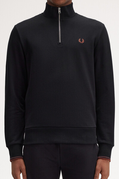 Fred Perry Halfzip Sweater Laurel Black Whiskey Brown