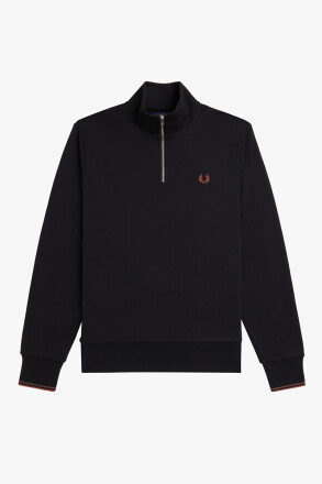 Fred Perry Halfzip Sweater Laurel Black Whiskey Brown