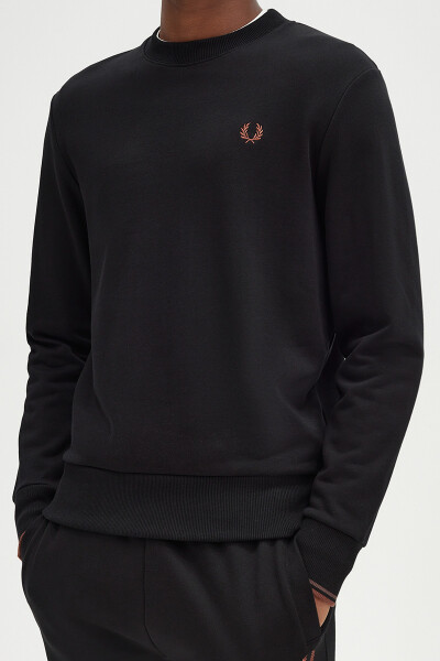 Fred Perry Sweater Crew Neck Black Whiskey Brown