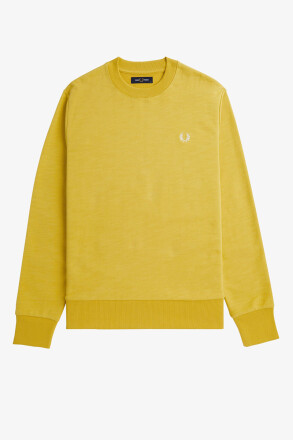 Fred Perry Textured Crew Neck Sweater Honeycomb Ecru