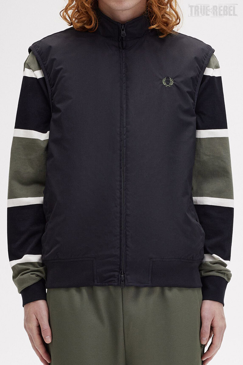 Fred Perry Brentham Gilet Black LW Green