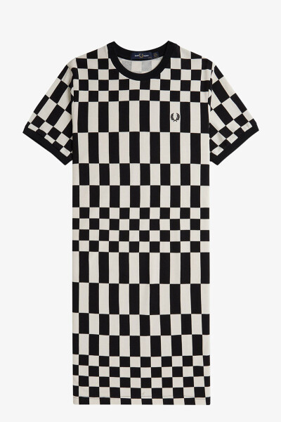 Black and white checkered overall dress online