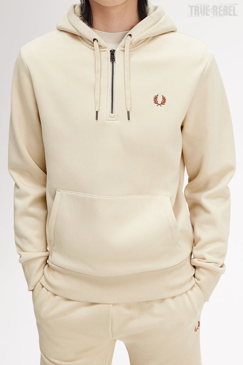 Fred Perry Fleece Hoodie Back Oatmeal