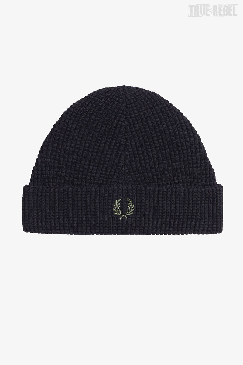 Fred Perry Waffle Knit Beanie Black