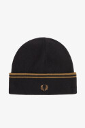 Fred Perry Twin Tipped Beanie Merino Wool Black Shaded Stone