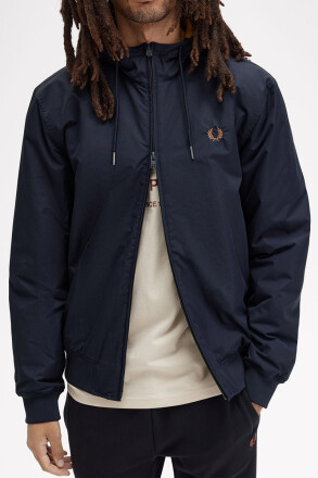 Fred Perry Hooded Brentham Jacket Navy Dark Caramel