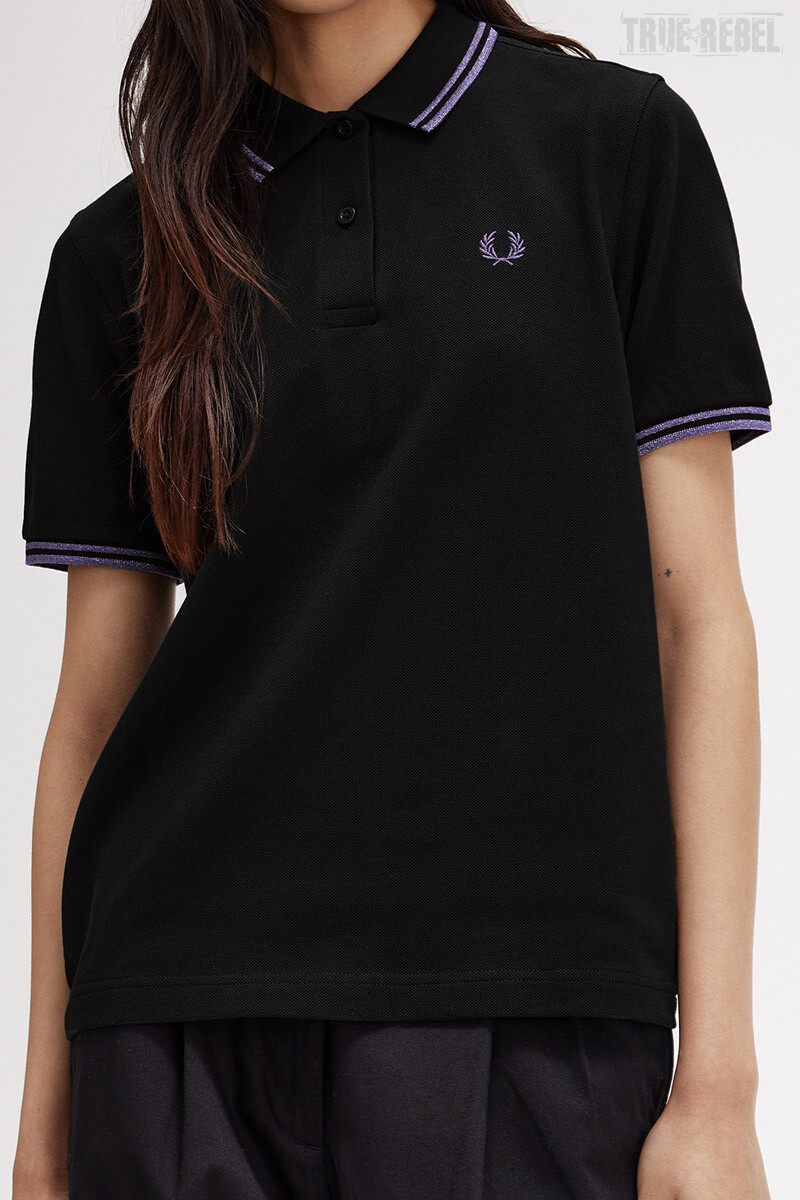 Fred Perry Ladies Polo Twin Tipped Black Metallic...