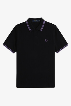 Fred Perry Ladies Polo Twin Tipped Black Metallic Ultraviolett