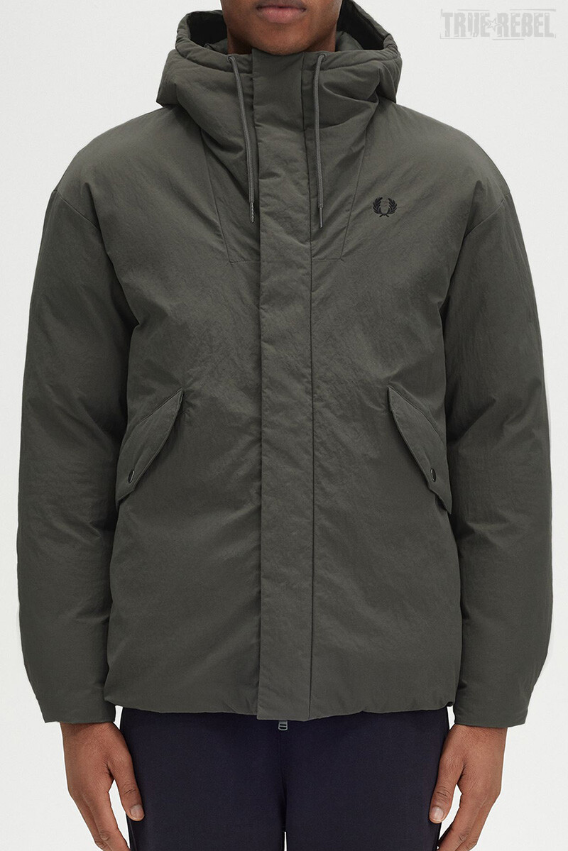 Fred Perry Padded Jacket Zip Through Field Green