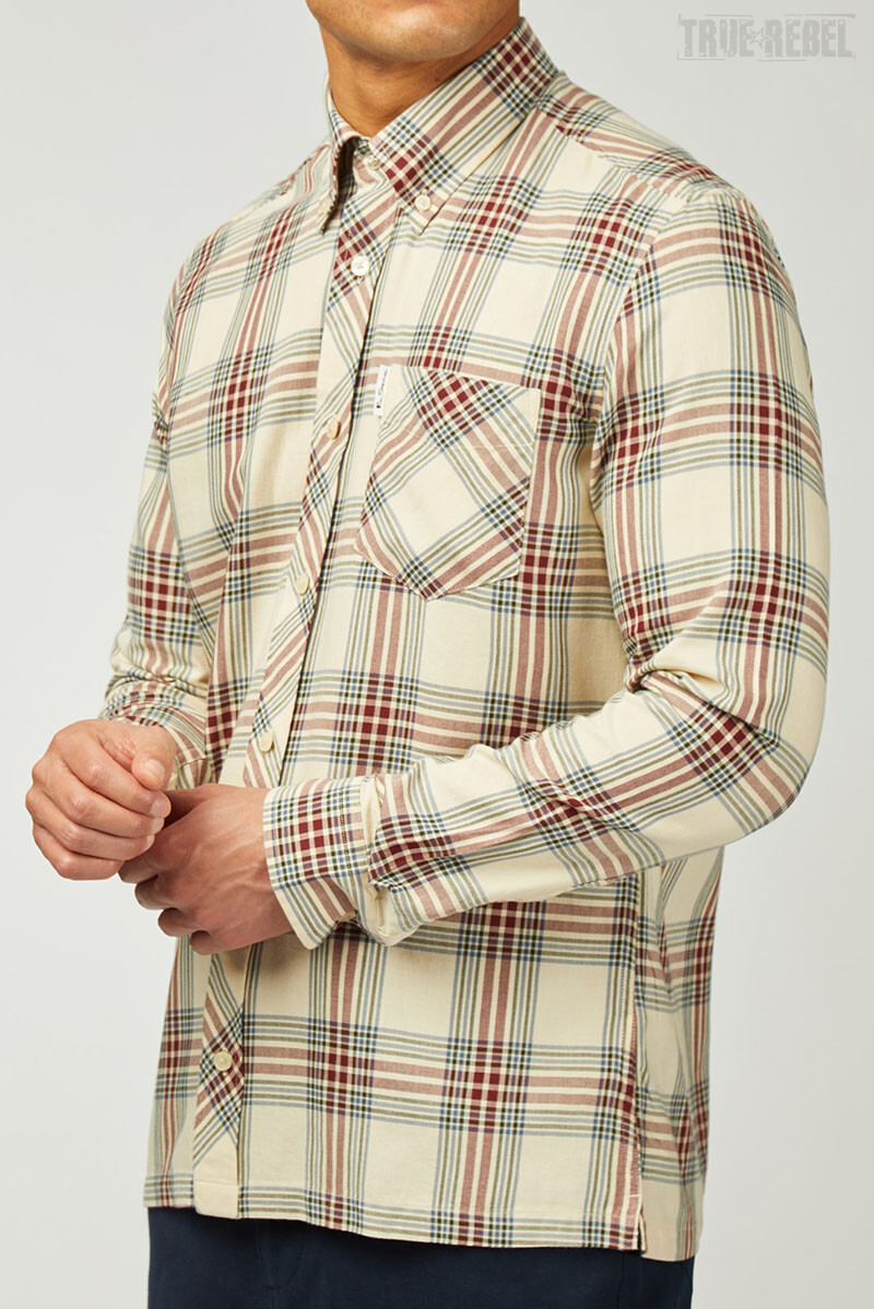 Ben Sherman Grid Check Shirt LS Fog