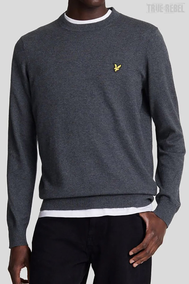 Lyle & Scott Cotton Merino Crew Neck Charcoal Marl