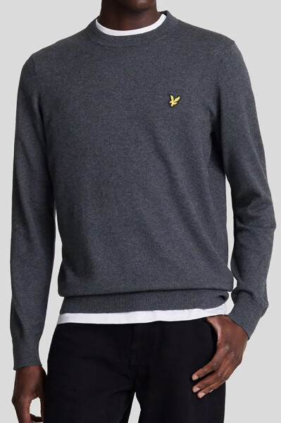 Lyle & Scott Cotton Merino Crew Neck Charcoal Marl