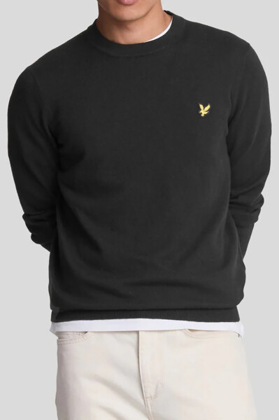 Lyle & Scott Cotton Merino Crew Neck Jet Black