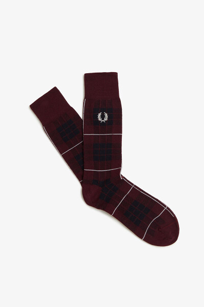 Fred Perry Tartan Socks Oxblood