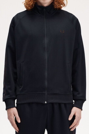 Fred Perry Contrast Tape Track Jacket Navy Carrington Brick