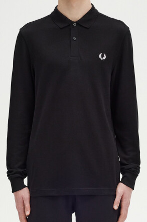 Fred Perry Longsleeve Polo Shirt Black White