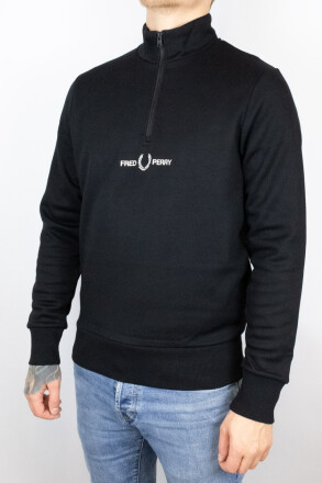 Fred Perry Double Graphic Half Zip Sweater Black