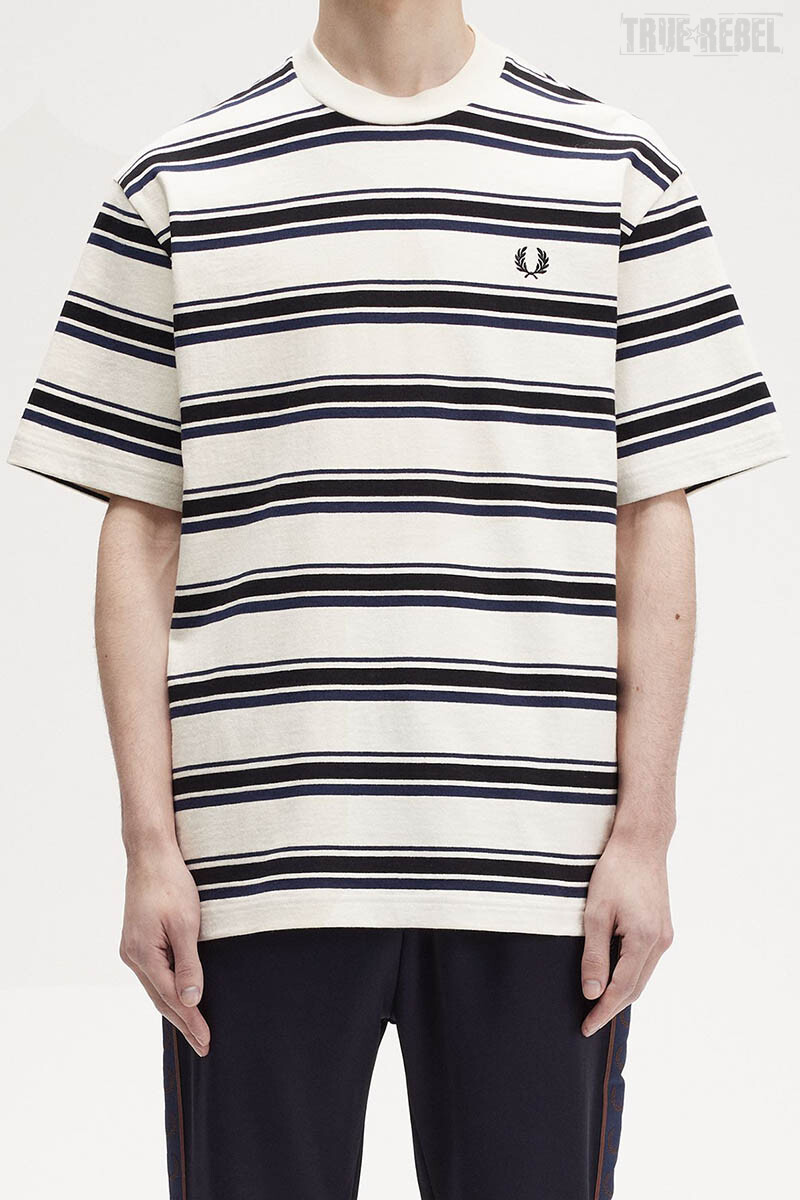 Fred Perry Relaxed Stripe T-Shirt Ecru Black Navy