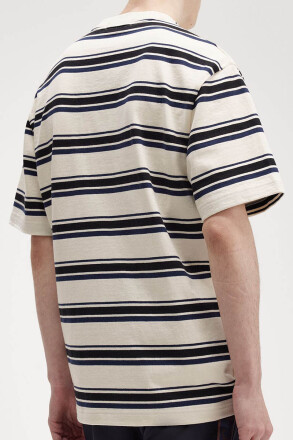 Fred Perry Relaxed Stripe T-Shirt Ecru Black Navy