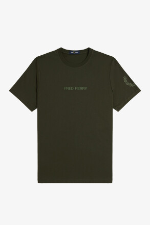 Fred Perry Double Branded Graphic T-Shirt Hunting Green Wreath