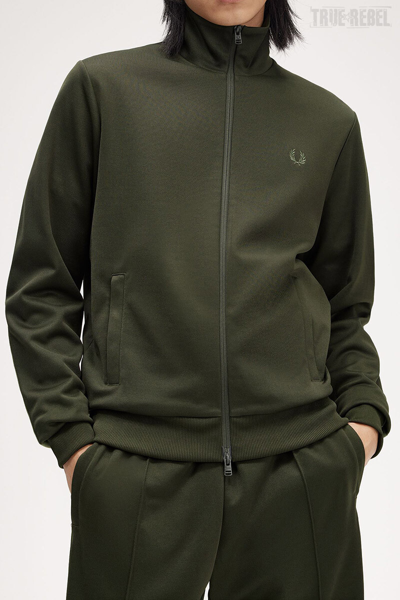 Fred Perry Tape Detail Track Jacket Hunting Green