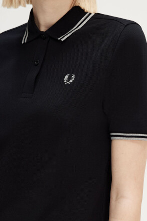 Fred Perry Ladies Twin Tipped Polo Black Metallic Silver