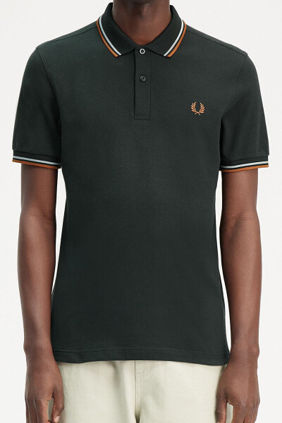 Fred Perry Polo Shirt Twin Tipped Night Green Silver Blue