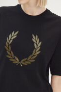 Fred Perry Ladies Metallic Laurel Wreath T-Shirt Black