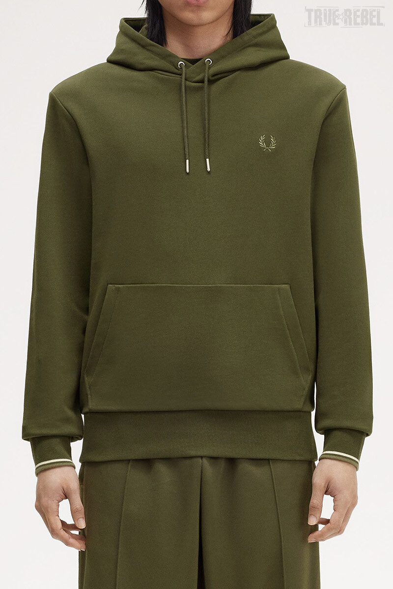 Fred Perry Hoodie Tipped Hunting Green