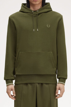 Fred Perry Tipped Hoodie Hunting Green LW Green