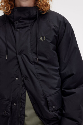 Fred Perry Padded Zip Through Jacket Black