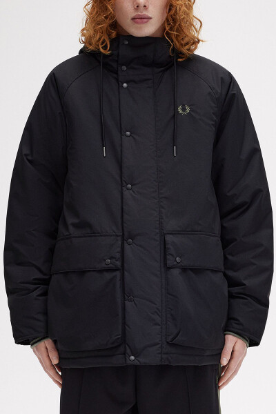 Fred Perry Padded Zip Through Jacket Black LW Green XL
