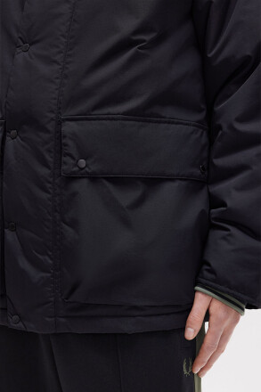 Fred Perry Padded Zip Through Jacket Black LW Green XL