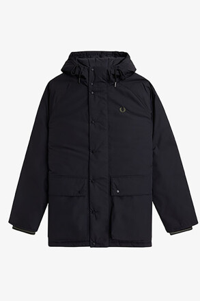 Fred Perry Padded Zip Through Jacket Black LW Green XL