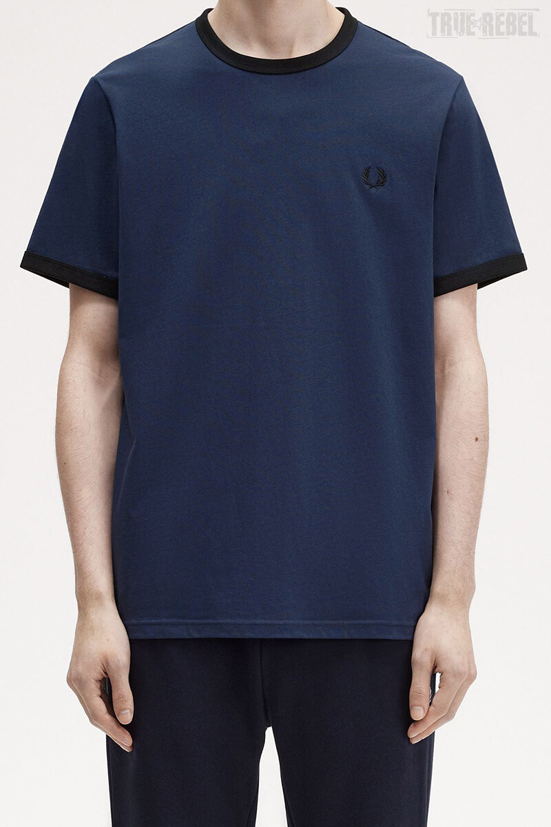 Fred Perry Ringer T-Shirt Dark Carbon Black