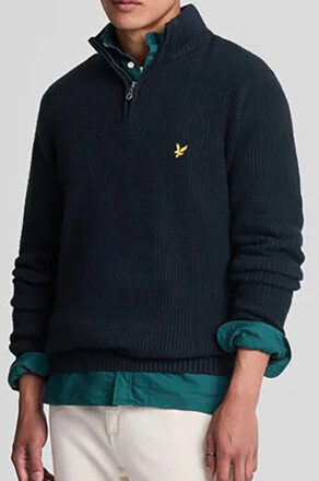 Lyle & Scott Shaker Stitch Quarter Zip Dark Navy